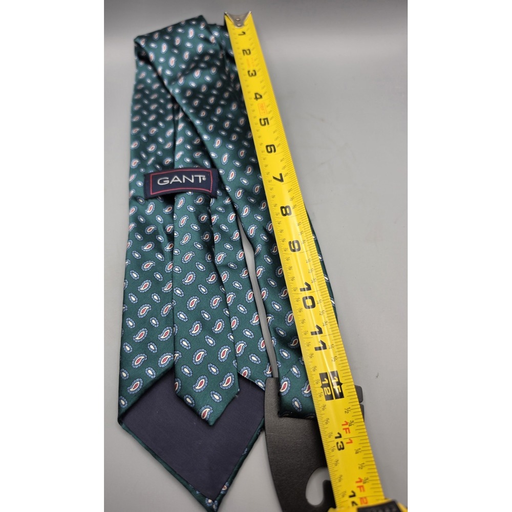 GANT Men's Silk Tie Green Teal Paisley Blue Red Classic Neck Tie 3.5" - Picture 3 of 8